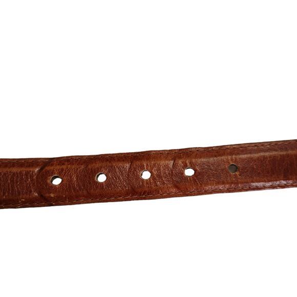 Vintage RJ Graziano Brown Leather Belt Silver Filigree Buckle Swag Chain L main image 6